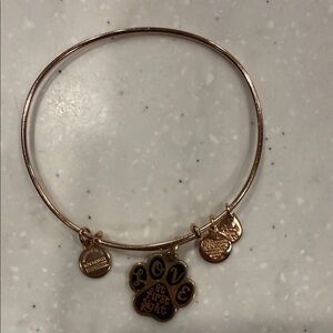 Alex and Ani Rose Gold Charm Bracelet with Black Paw